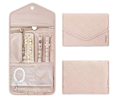 BAGSMART Travel Jewelry Organizer Roll Foldable Jewelry Case