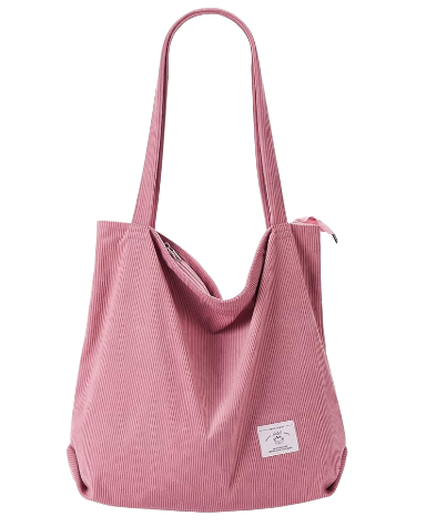 KALIDI Women Corduroy Tote Bag Zipper 